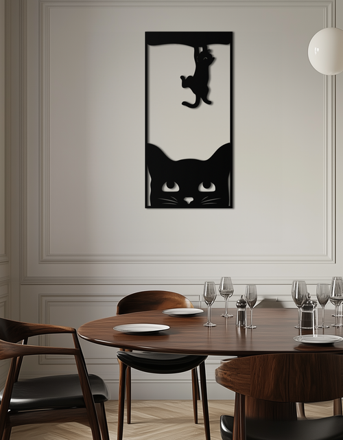 Load image into Gallery viewer, Cute Cat and Kitten Metal Wall Art – Playful Hanging Cat Silhouette Steel Decor for Pet Lovers and Home Interiors- KAF407
