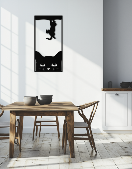 Load image into Gallery viewer, Cute Cat and Kitten Metal Wall Art – Playful Hanging Cat Silhouette Steel Decor for Pet Lovers and Home Interiors- KAF407
