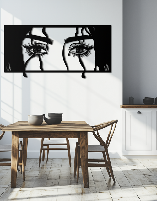 Load image into Gallery viewer, Mysterious Woman Eyes Metal Wall Art – Black Steel Feminine Silhouette Decor for Modern Stylish Interiors- KAF408
