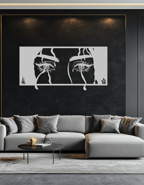 Load image into Gallery viewer, Mysterious Woman Eyes Metal Wall Art – Black Steel Feminine Silhouette Decor for Modern Stylish Interiors- KAF408
