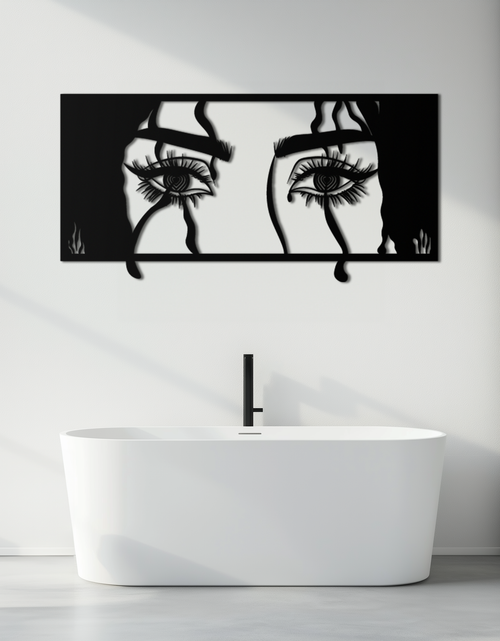 Load image into Gallery viewer, Mysterious Woman Eyes Metal Wall Art – Black Steel Feminine Silhouette Decor for Modern Stylish Interiors- KAF408
