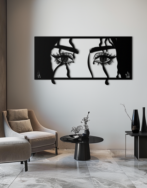 Load image into Gallery viewer, Mysterious Woman Eyes Metal Wall Art – Black Steel Feminine Silhouette Decor for Modern Stylish Interiors- KAF408
