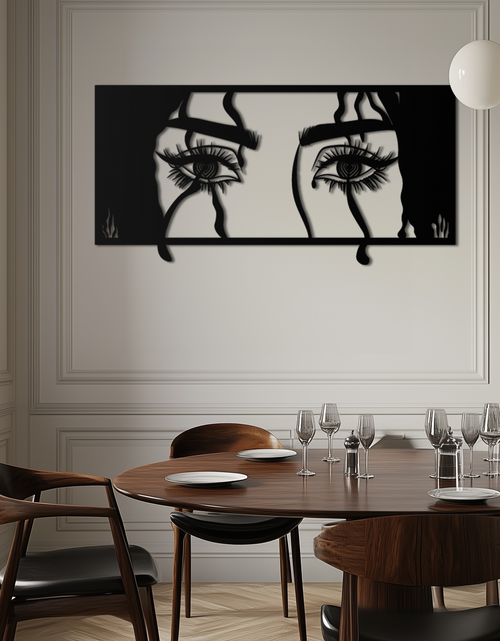 Load image into Gallery viewer, Mysterious Woman Eyes Metal Wall Art – Black Steel Feminine Silhouette Decor for Modern Stylish Interiors- KAF408
