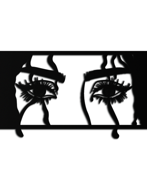 Load image into Gallery viewer, Mysterious Woman Eyes Metal Wall Art – Black Steel Feminine Silhouette Decor for Modern Stylish Interiors- KAF408
