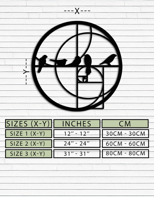 Resmi Galeri görüntüleyicisine yükleyin, Altın Oran Kuşları Metal Duvar Sanatı – Fibonacci Spiral ve Kuş Silüeti Siyah Çelik Dekor Modern İç Mekanlar İçin - KAF410
