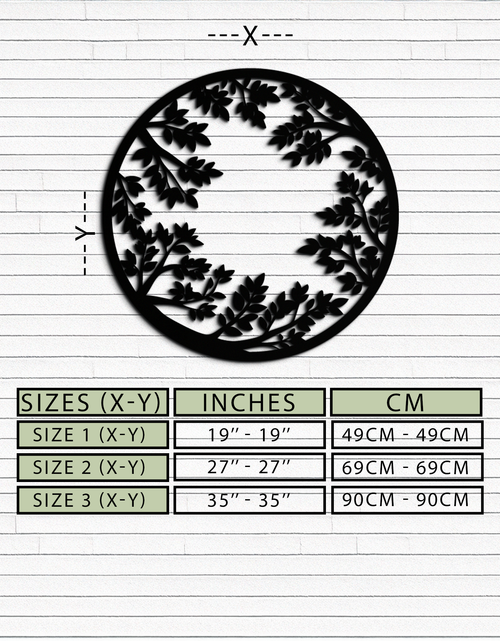 Load image into Gallery viewer, Round Leafy Branches Metal Wall Art – Nature Inspired Circular Black Steel Decor for Modern Interior and Garden- KAF411
