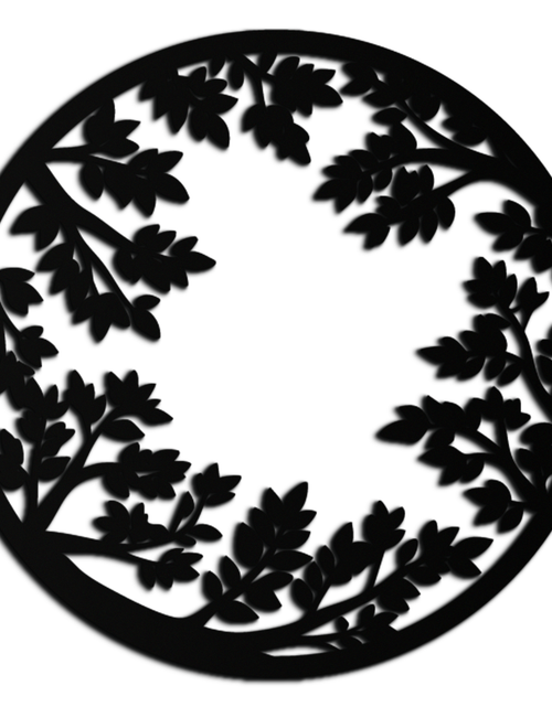 Load image into Gallery viewer, Round Leafy Branches Metal Wall Art – Nature Inspired Circular Black Steel Decor for Modern Interior and Garden- KAF411
