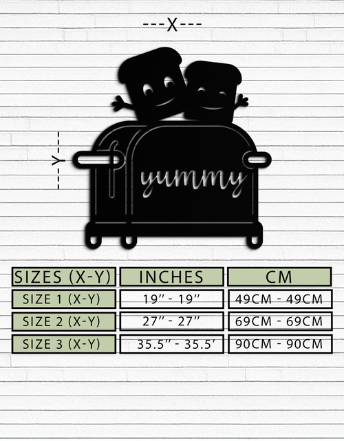 Load image into Gallery viewer, Cute Yummy Toast Metal Wall Art – Playful Kitchen Decor with Smiling Toast Characters on Toaster for Modern Home- KAF412
