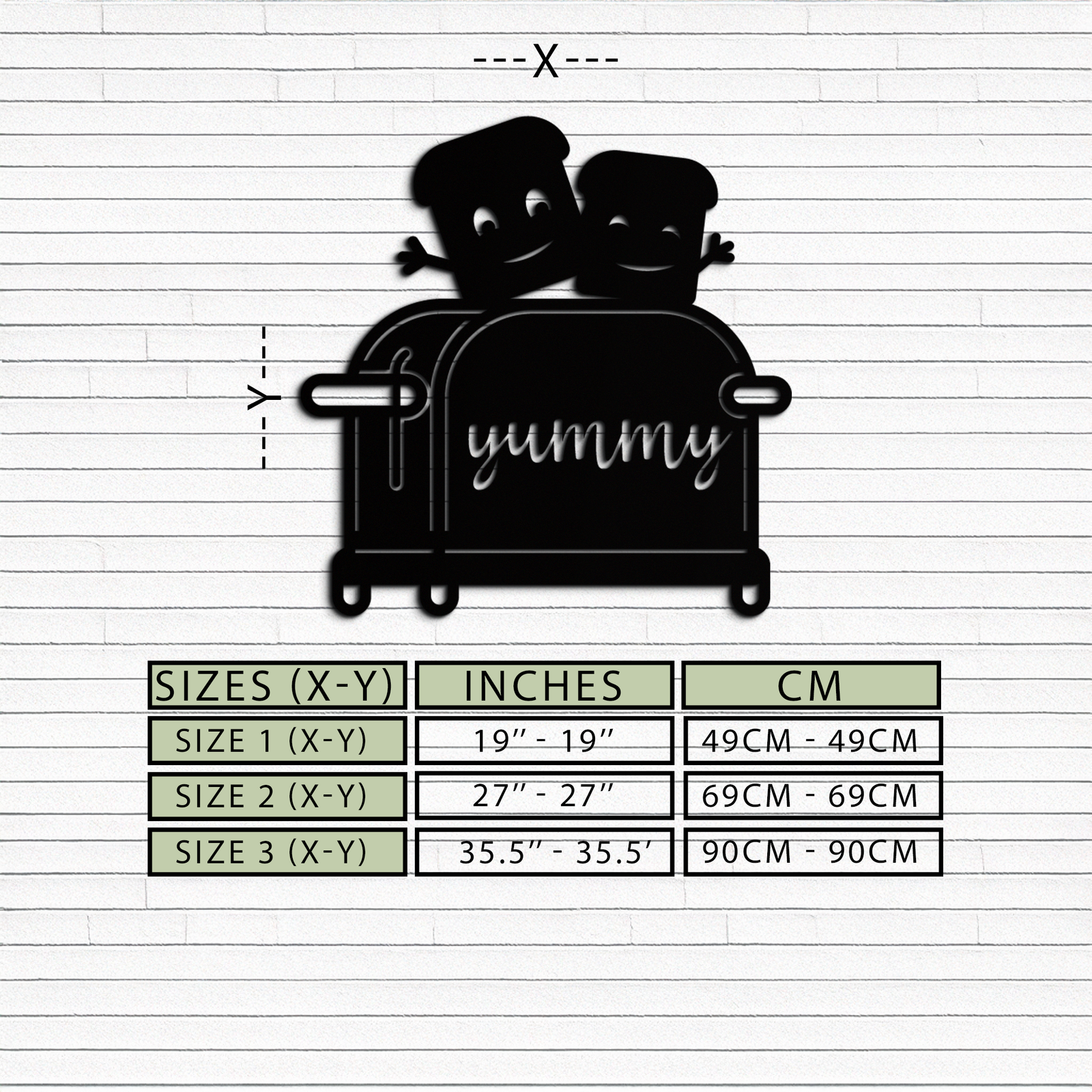 Cute Yummy Toast Metal Wall Art – Playful Kitchen Decor with Smiling Toast Characters on Toaster for Modern Home- KAF412
