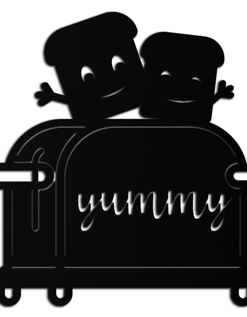 Load image into Gallery viewer, Cute Yummy Toast Metal Wall Art – Playful Kitchen Decor with Smiling Toast Characters on Toaster for Modern Home- KAF412
