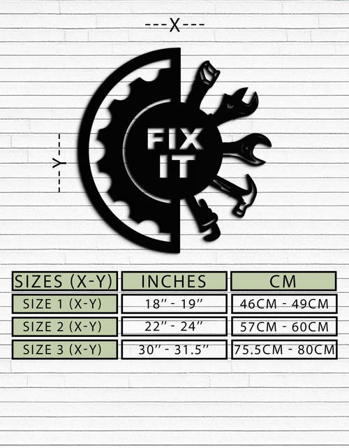 Load image into Gallery viewer, Fix It Tools Metal Wall Art – Industrial Gear &amp; Hand Tools Silhouette Black Steel Decor for Garage or Workshop- KAF419
