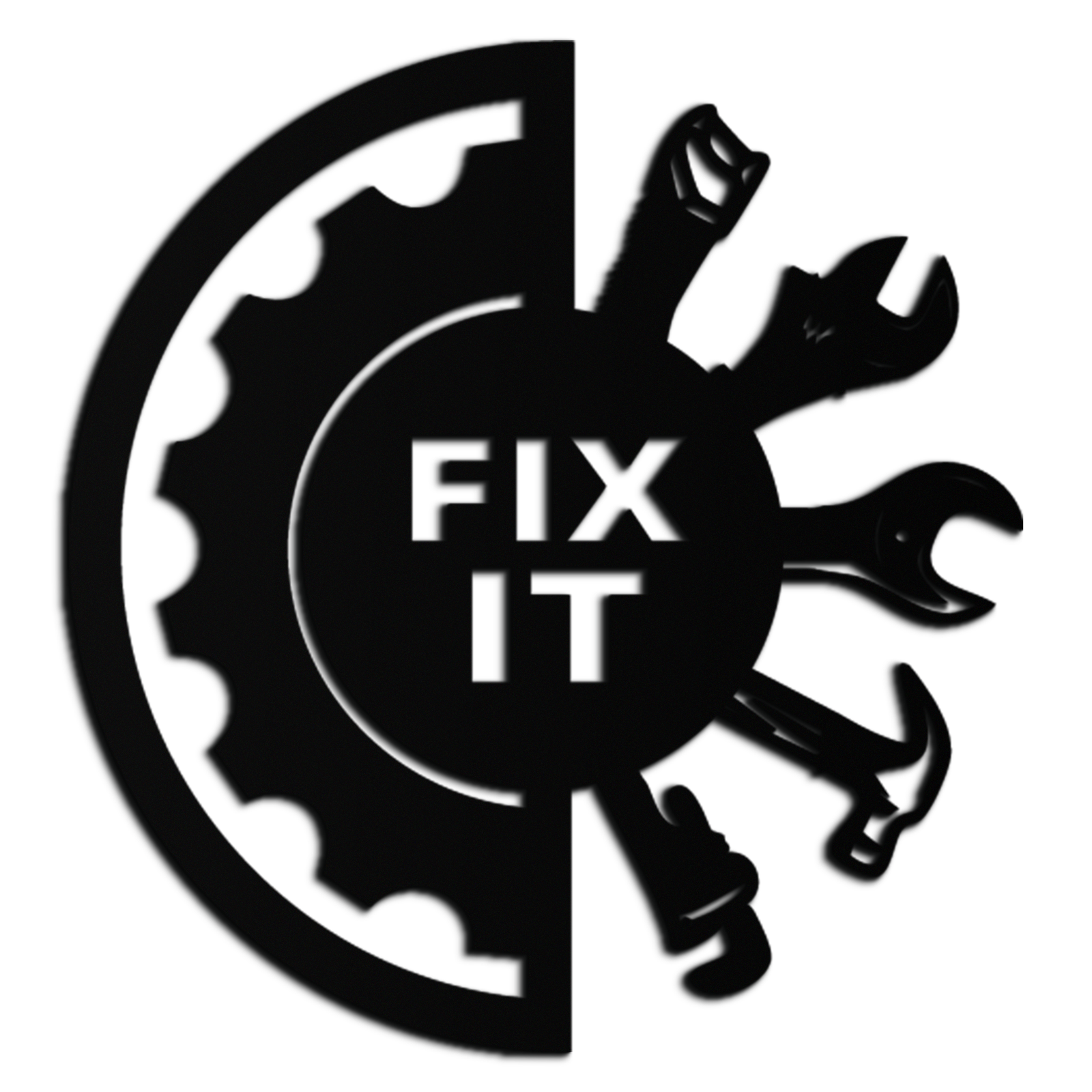 Fix It Tools Metal Wall Art – Industrial Gear & Hand Tools Silhouette Black Steel Decor for Garage or Workshop- KAF419