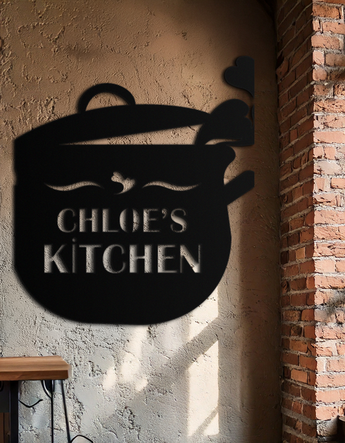 Load image into Gallery viewer, Cute Smiling Cooking Pot Metal Wall Art – Playful Kitchen Steel Decor with Heart Steam for Home and Café Interiors- KAF420
