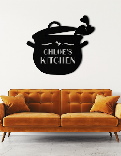 Load image into Gallery viewer, Cute Smiling Cooking Pot Metal Wall Art – Playful Kitchen Steel Decor with Heart Steam for Home and Café Interiors- KAF420
