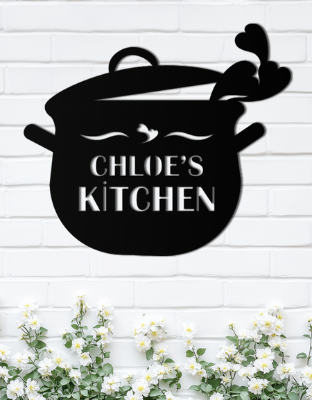 Cute Smiling Cooking Pot Metal Wall Art – Playful Kitchen Steel Decor with Heart Steam for Home and Café Interiors- KAF420