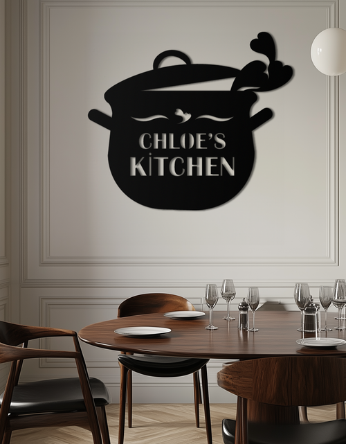 Load image into Gallery viewer, Cute Smiling Cooking Pot Metal Wall Art – Playful Kitchen Steel Decor with Heart Steam for Home and Café Interiors- KAF420

