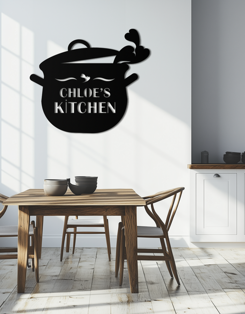 Load image into Gallery viewer, Cute Smiling Cooking Pot Metal Wall Art – Playful Kitchen Steel Decor with Heart Steam for Home and Café Interiors- KAF420

