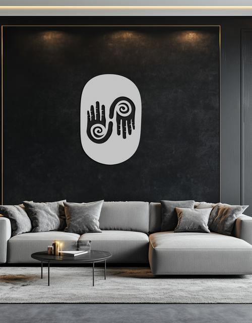 Load image into Gallery viewer, Abstract Spiral Hands Metal Wall Art – Mystical Black Steel Decor with Spiraled Palm Silhouette for Modern Interiors- KAF421
