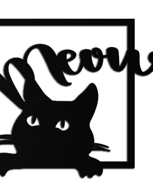 Load image into Gallery viewer, Cute Peeking Cat &quot;Meow&quot; Metal Wall Art – Playful Black Cat Silhouette Steel Decor for Pet Lovers and Home Interiors- KAF425
