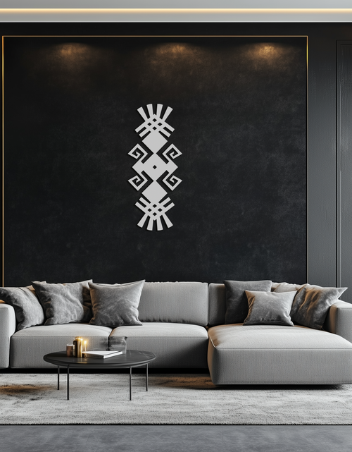 Resmi Galeri görüntüleyicisine yükleyin, Kabile Etnik Desen Metal Duvar Sanatı – Modern Bohem İç Mekanlar İçin Soyut Geometrik Siyah Çelik Dekor - KAF432
