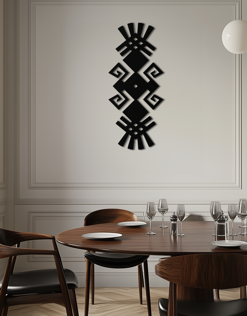 Resmi Galeri görüntüleyicisine yükleyin, Kabile Etnik Desen Metal Duvar Sanatı – Modern Bohem İç Mekanlar İçin Soyut Geometrik Siyah Çelik Dekor - KAF432
