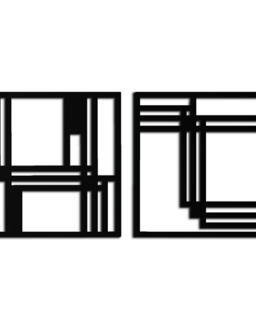 Load image into Gallery viewer, Modern Abstract Rectangles Metal Wall Art – Geometric Minimalist Black Steel Decor, 2 Panel Set for Contemporary Interiors- KAF433
