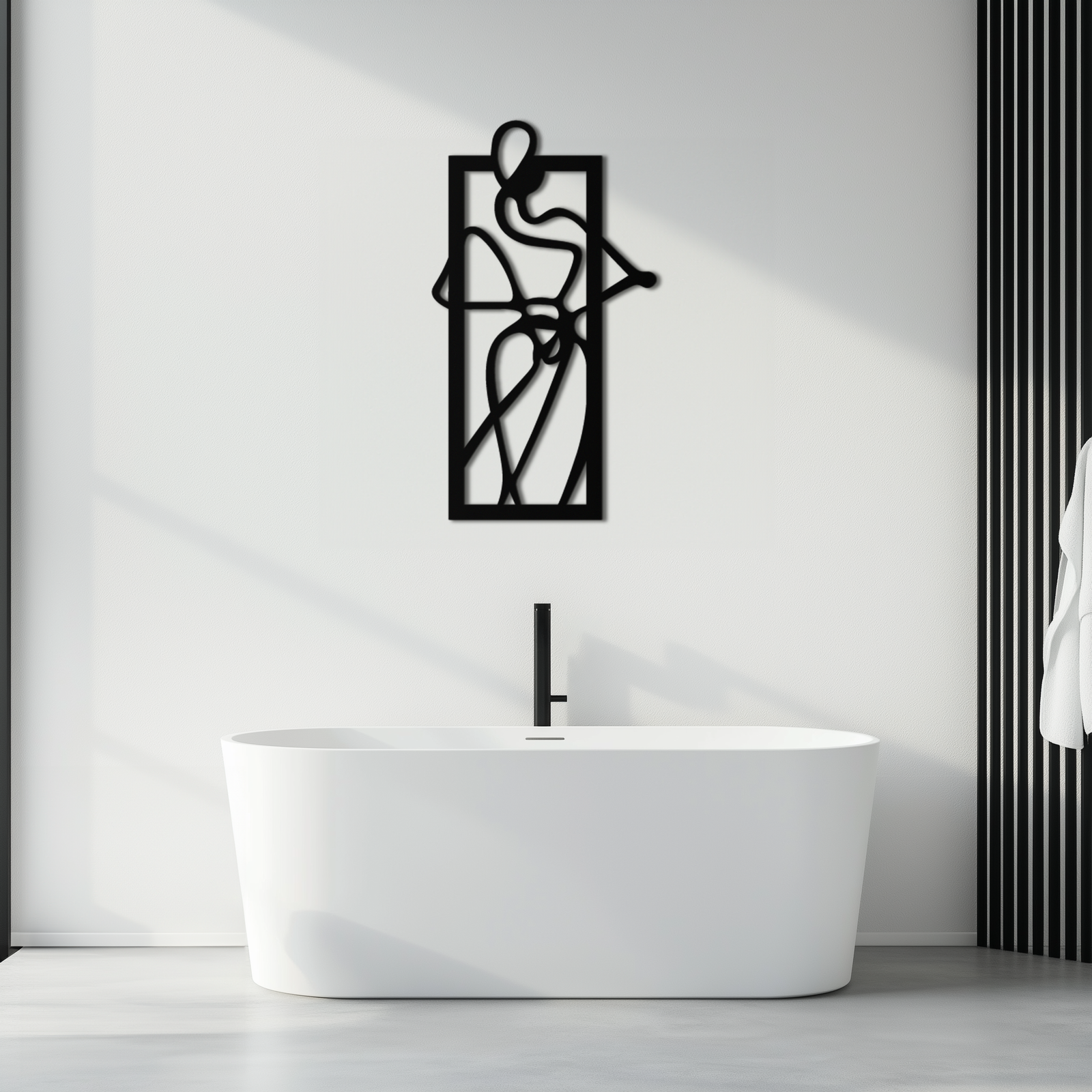 Minimalist Woman Line Art Metal Wall Decor – Abstract Feminine Silhouette Black Steel Artwork for Modern Interiors- KAF437