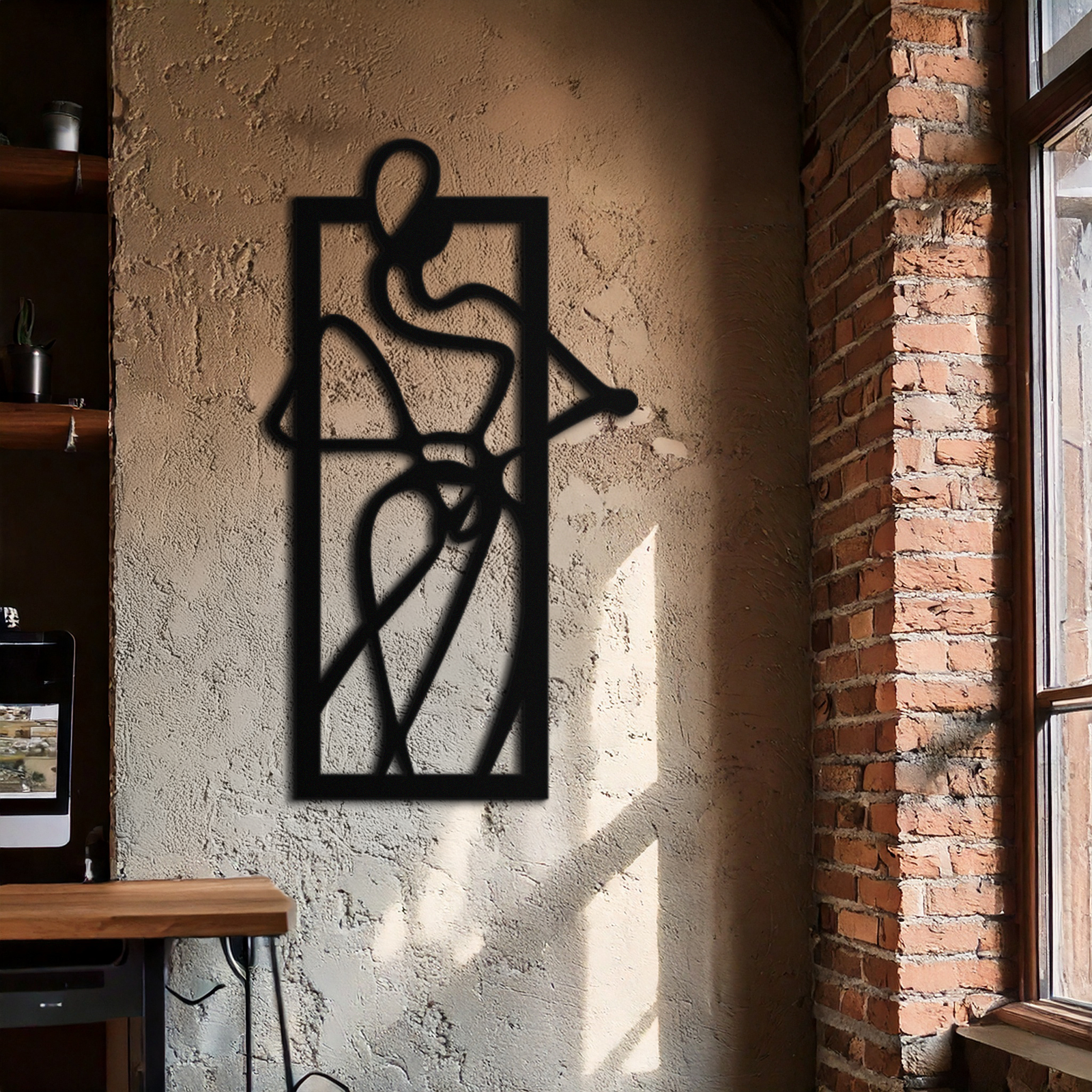 Minimalist Woman Line Art Metal Wall Decor – Abstract Feminine Silhouette Black Steel Artwork for Modern Interiors- KAF437