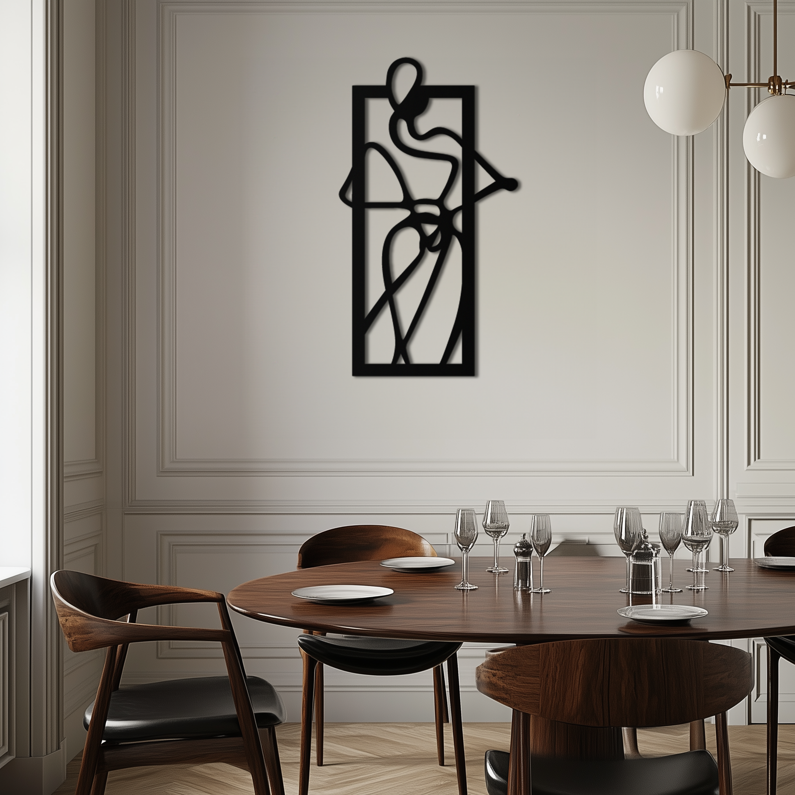 Minimalist Woman Line Art Metal Wall Decor – Abstract Feminine Silhouette Black Steel Artwork for Modern Interiors- KAF437