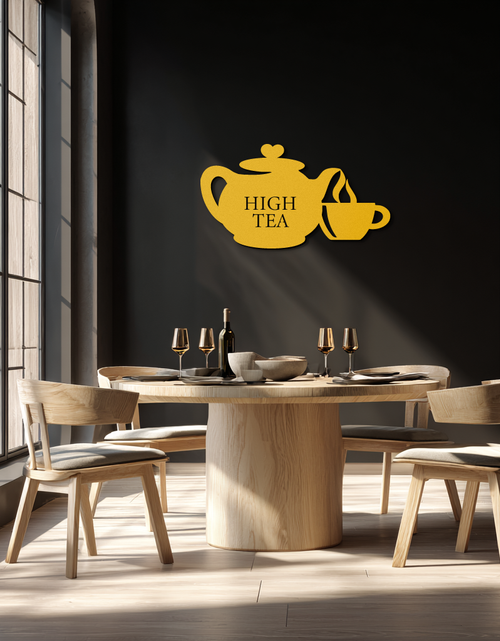 Load image into Gallery viewer, High Tea Teapot &amp; Cup Metal Wall Art – Elegant Black Steel Tea-Time Decor for Kitchen, Café, and Dining Spaces- KAF440
