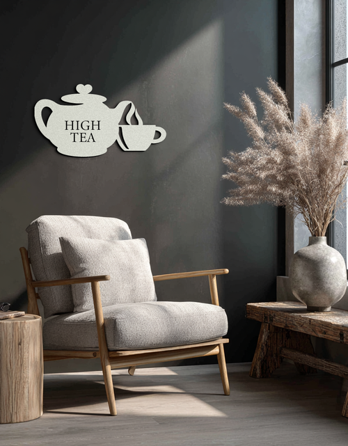 Load image into Gallery viewer, High Tea Teapot &amp; Cup Metal Wall Art – Elegant Black Steel Tea-Time Decor for Kitchen, Café, and Dining Spaces- KAF440
