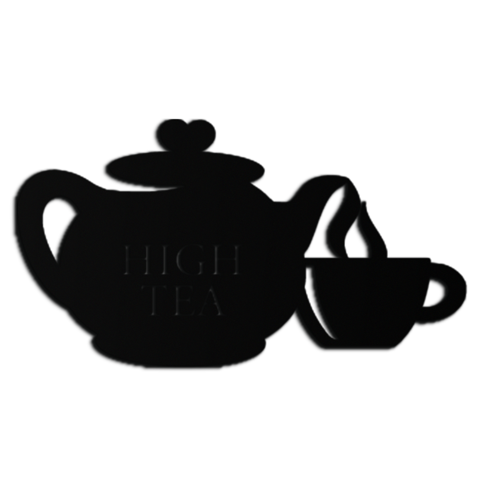 High Tea Teapot &amp; Cup Metal Duvar Sanatı – Mutfak, Kafe ve Yemek Alanları için Zarif Siyah Çelik Çay Saati Dekoru - KAF440