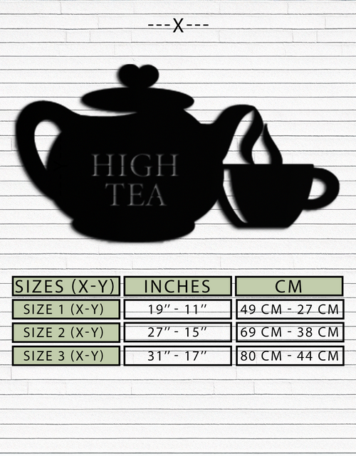 Resmi Galeri görüntüleyicisine yükleyin, High Tea Teapot &amp; Cup Metal Duvar Sanatı – Mutfak, Kafe ve Yemek Alanları için Zarif Siyah Çelik Çay Saati Dekoru - KAF440
