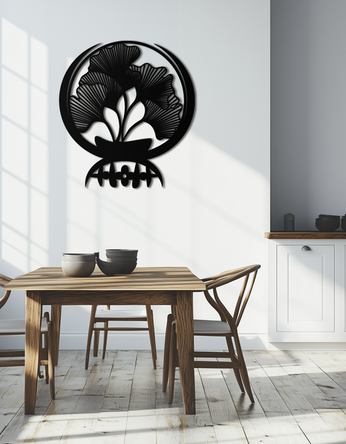 Load image into Gallery viewer, Ginkgo Leaves Abstract Metal Wall Art – Elegant Nature-Inspired Black Steel Decor for Modern Home Interiors- KAF441
