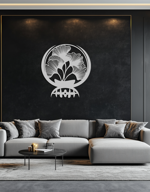 Load image into Gallery viewer, Ginkgo Leaves Abstract Metal Wall Art – Elegant Nature-Inspired Black Steel Decor for Modern Home Interiors- KAF441
