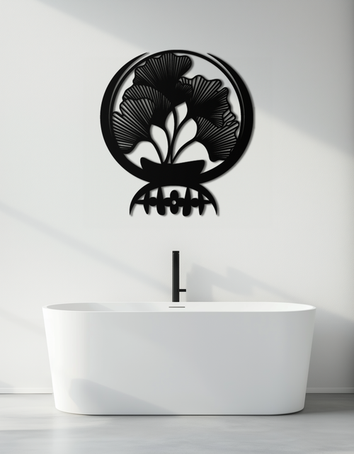 Load image into Gallery viewer, Ginkgo Leaves Abstract Metal Wall Art – Elegant Nature-Inspired Black Steel Decor for Modern Home Interiors- KAF441
