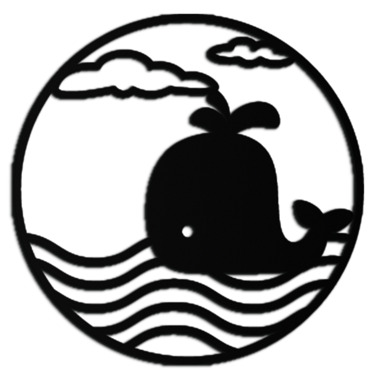 Cute Whale Ocean Scene Metal Wall Art – Playful Circular Black Steel Decor for Kids Rooms, Nurseries, and Coastal Interiors- KAF443