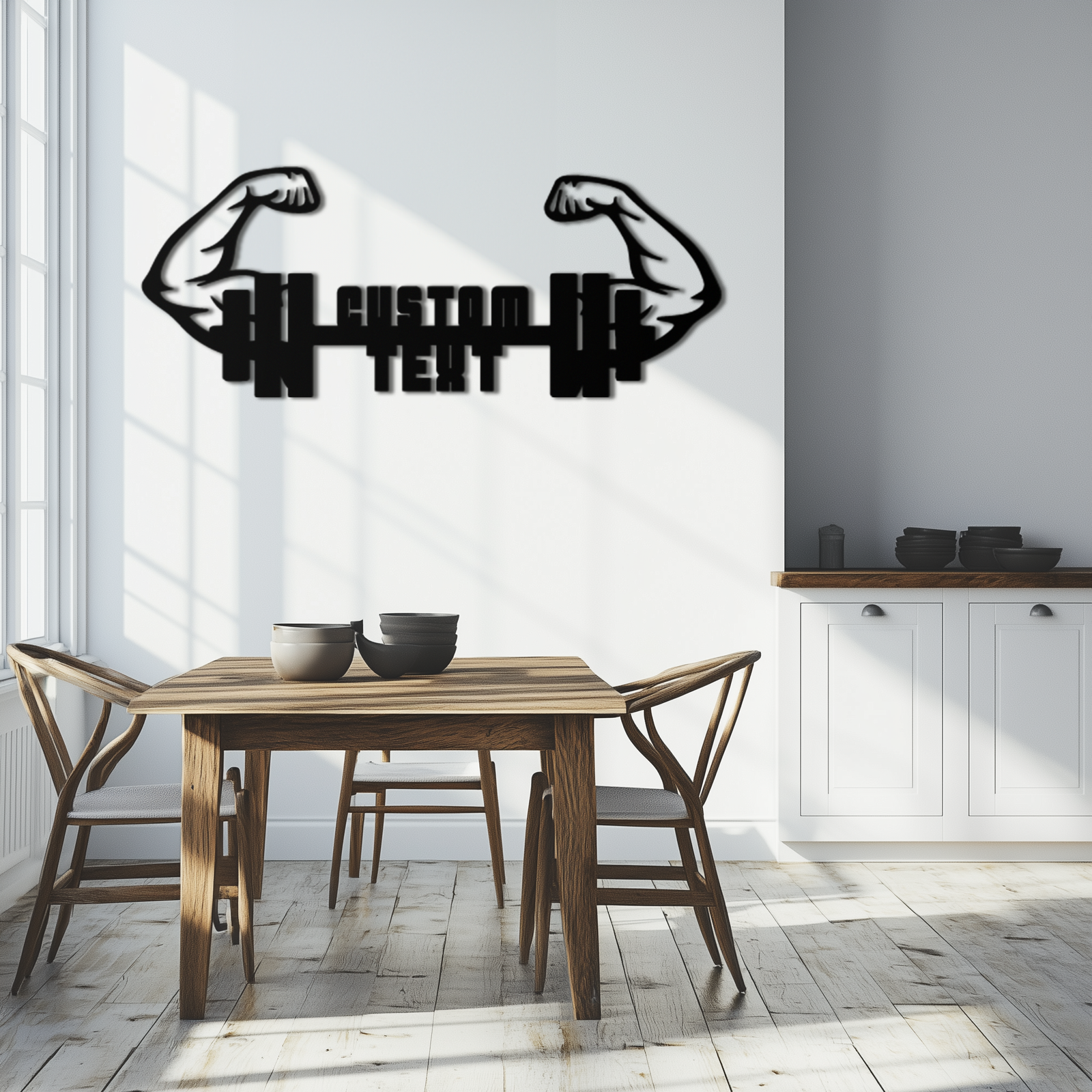 Kişiselleştirilebilir Fitness Barbell Metal Duvar Sanatı