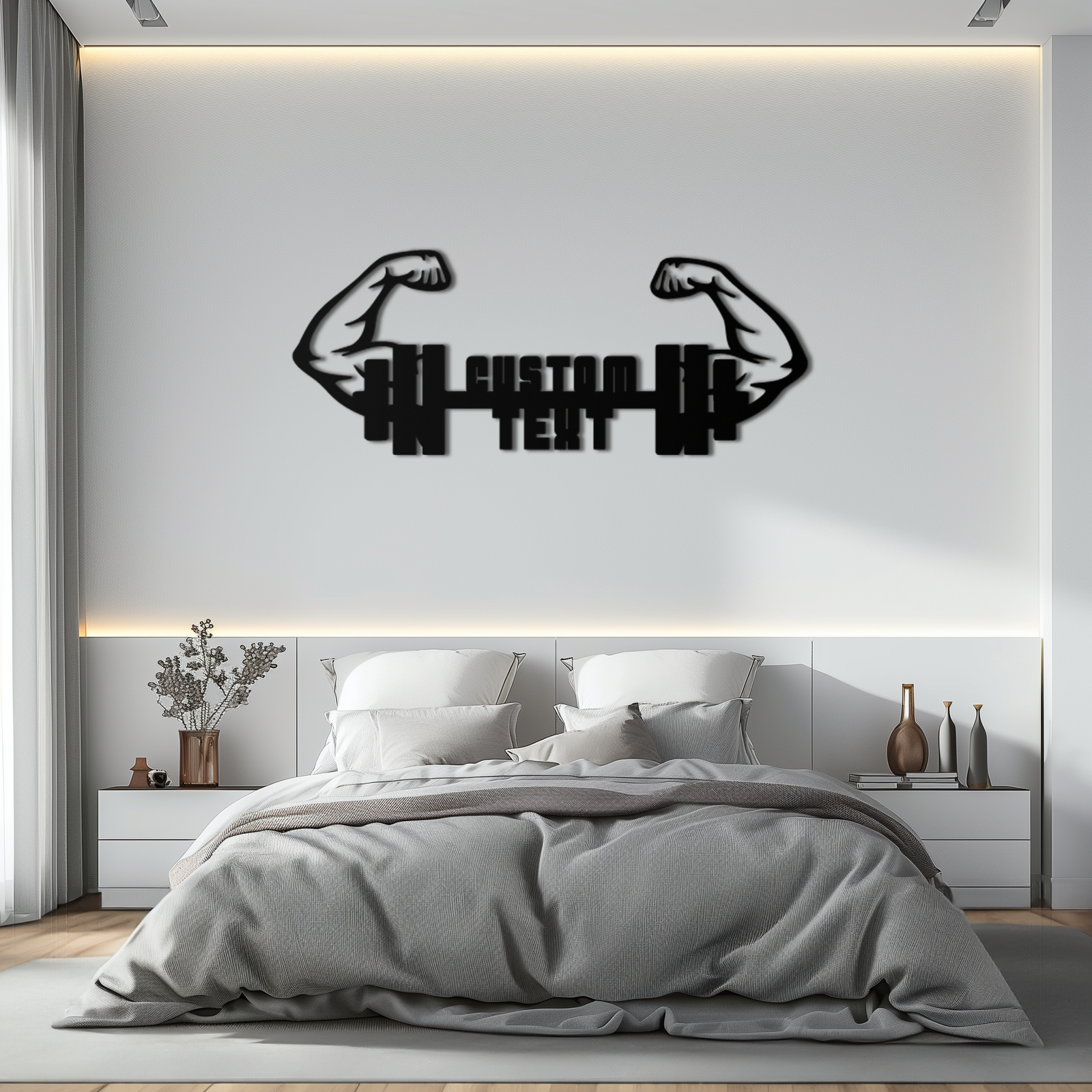 Kişiselleştirilebilir Fitness Barbell Metal Duvar Sanatı