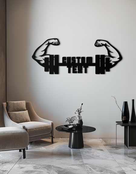 Kişiselleştirilebilir Fitness Barbell Metal Duvar Sanatı