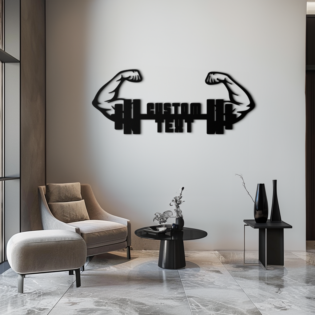 Kişiselleştirilebilir Fitness Barbell Metal Duvar Sanatı