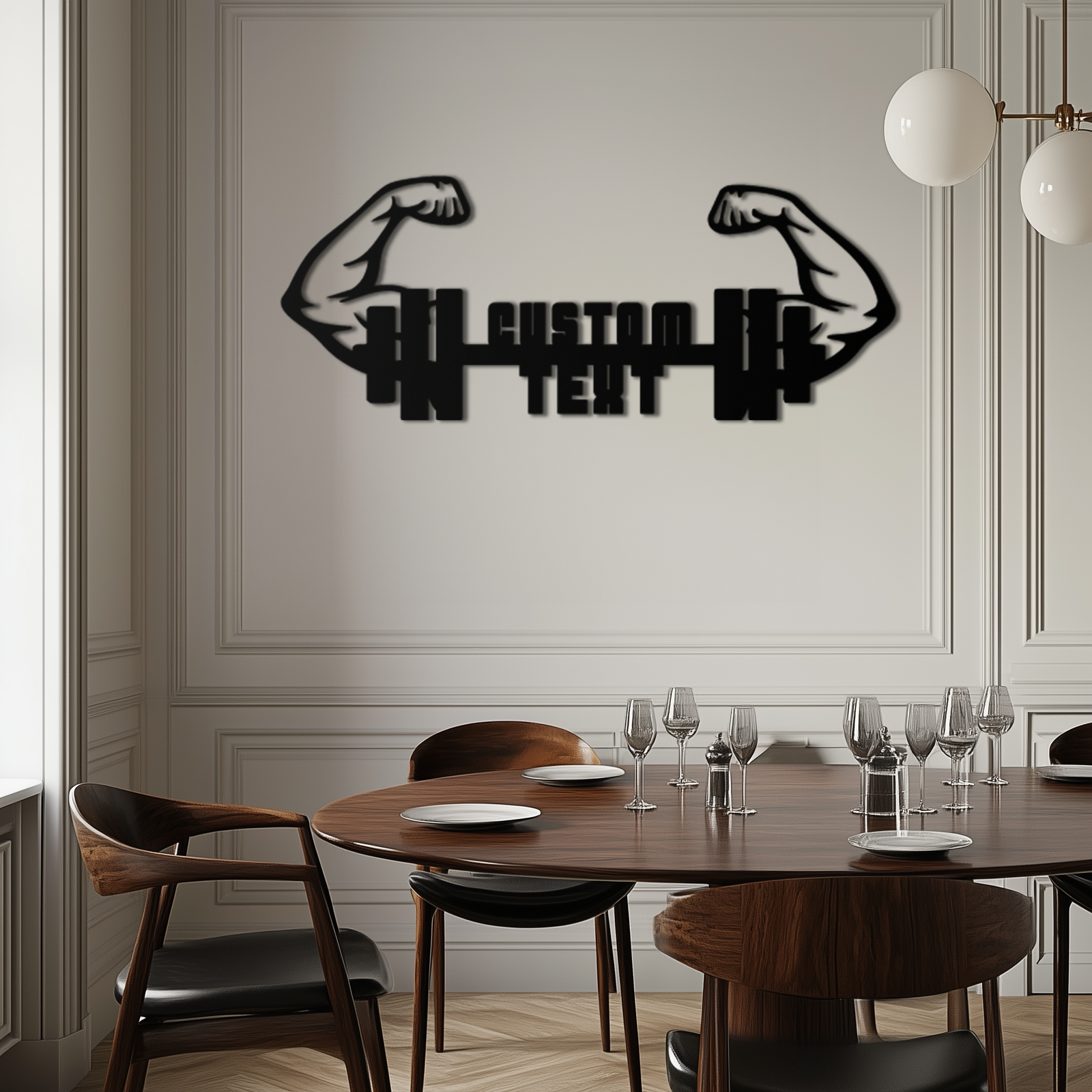 Kişiselleştirilebilir Fitness Barbell Metal Duvar Sanatı