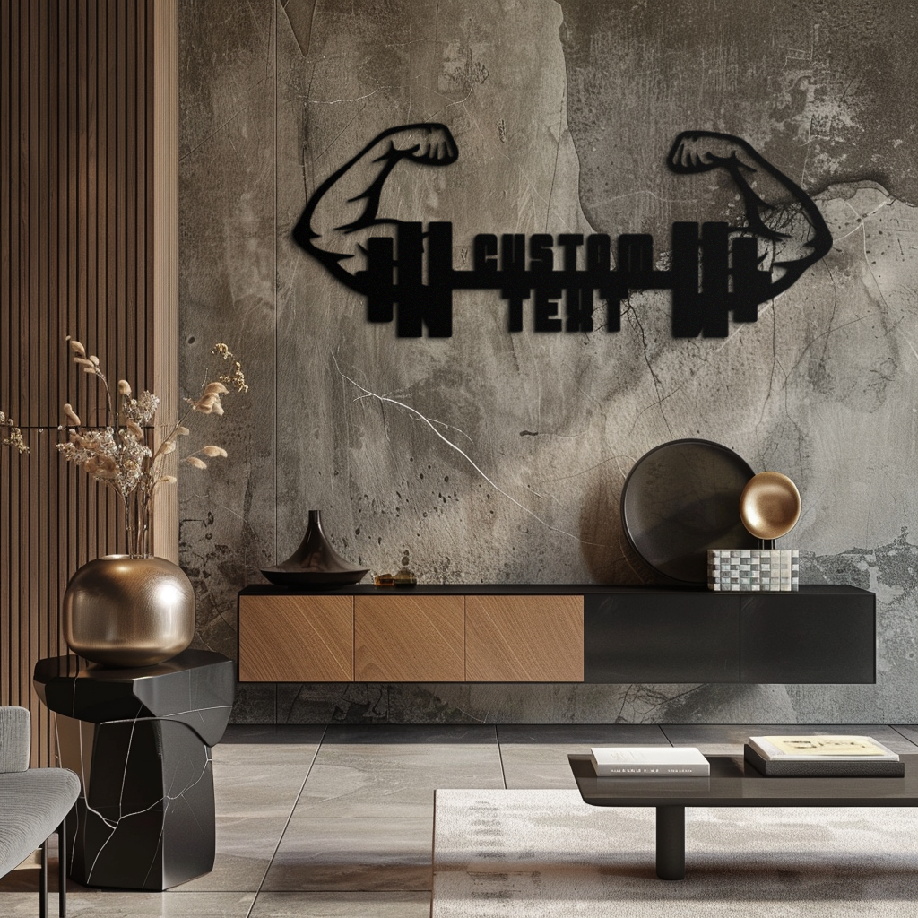 Kişiselleştirilebilir Fitness Barbell Metal Duvar Sanatı