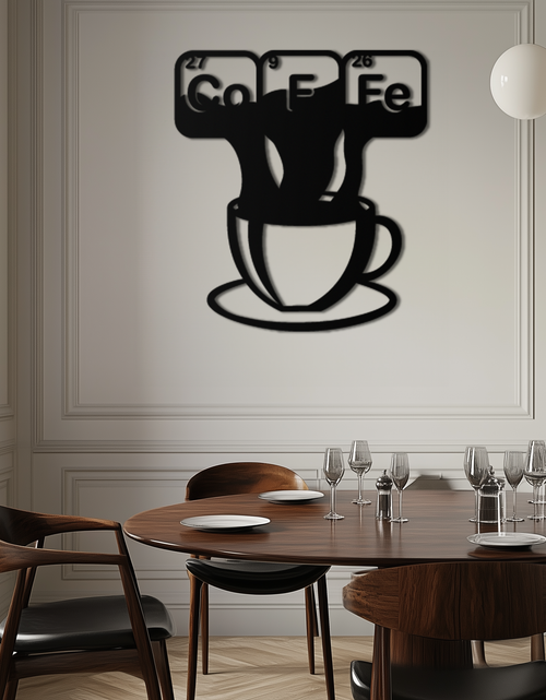 Resmi Galeri görüntüleyicisine yükleyin, Coffee Elements Chemistry Metal Duvar Sanatı – Bilimsel Kahve Kupası Siyah Çelik Dekor Mutfaklar, Kafeler ve Ofisler İçin - KAF462
