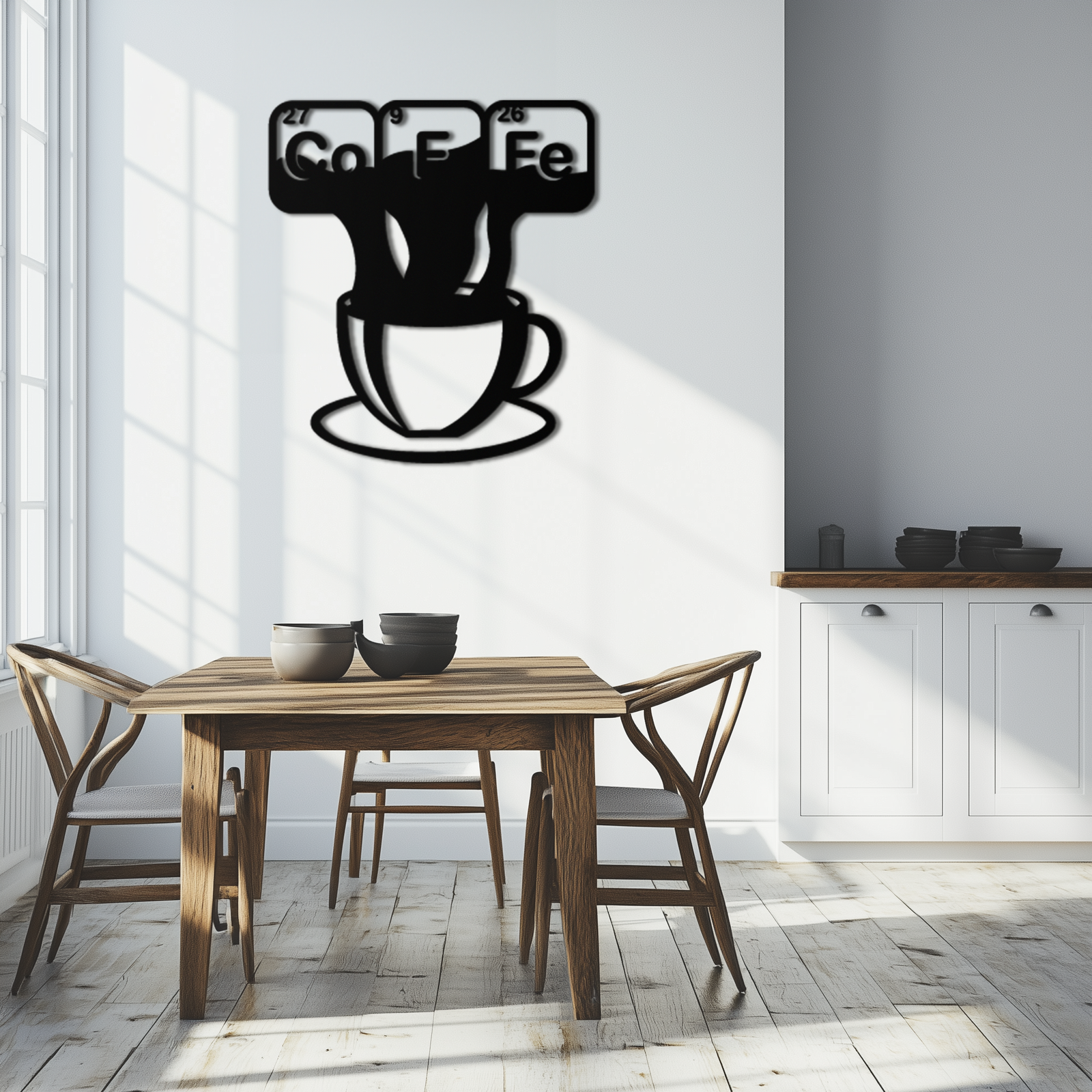 Coffee Elements Chemistry Metal Duvar Sanatı – Bilimsel Kahve Kupası Siyah Çelik Dekor Mutfaklar, Kafeler ve Ofisler İçin - KAF462