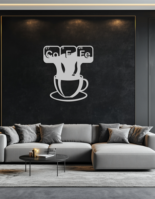 Resmi Galeri görüntüleyicisine yükleyin, Coffee Elements Chemistry Metal Duvar Sanatı – Bilimsel Kahve Kupası Siyah Çelik Dekor Mutfaklar, Kafeler ve Ofisler İçin - KAF462
