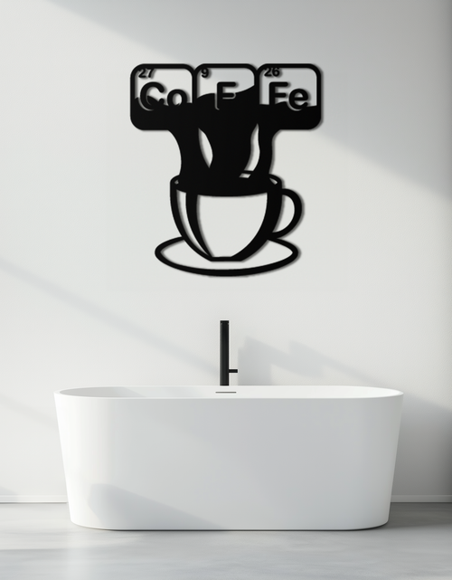 Resmi Galeri görüntüleyicisine yükleyin, Coffee Elements Chemistry Metal Duvar Sanatı – Bilimsel Kahve Kupası Siyah Çelik Dekor Mutfaklar, Kafeler ve Ofisler İçin - KAF462

