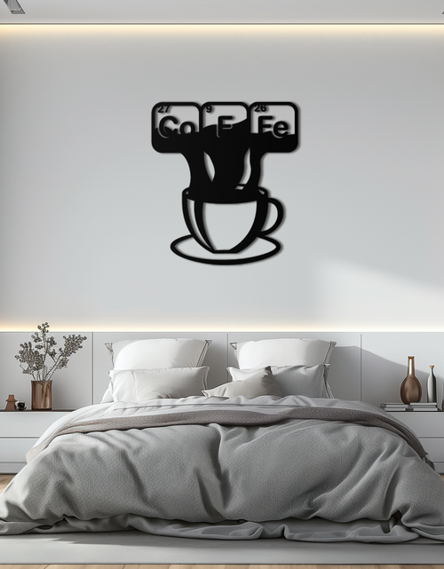 Resmi Galeri görüntüleyicisine yükleyin, Coffee Elements Chemistry Metal Duvar Sanatı – Bilimsel Kahve Kupası Siyah Çelik Dekor Mutfaklar, Kafeler ve Ofisler İçin - KAF462
