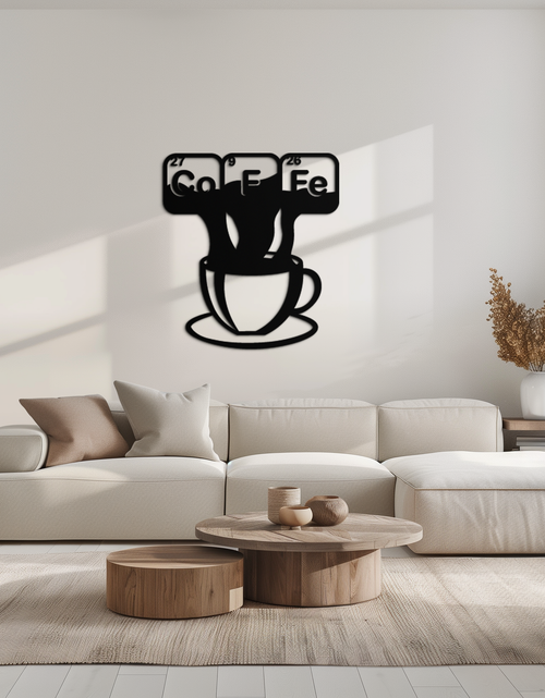 Resmi Galeri görüntüleyicisine yükleyin, Coffee Elements Chemistry Metal Duvar Sanatı – Bilimsel Kahve Kupası Siyah Çelik Dekor Mutfaklar, Kafeler ve Ofisler İçin - KAF462

