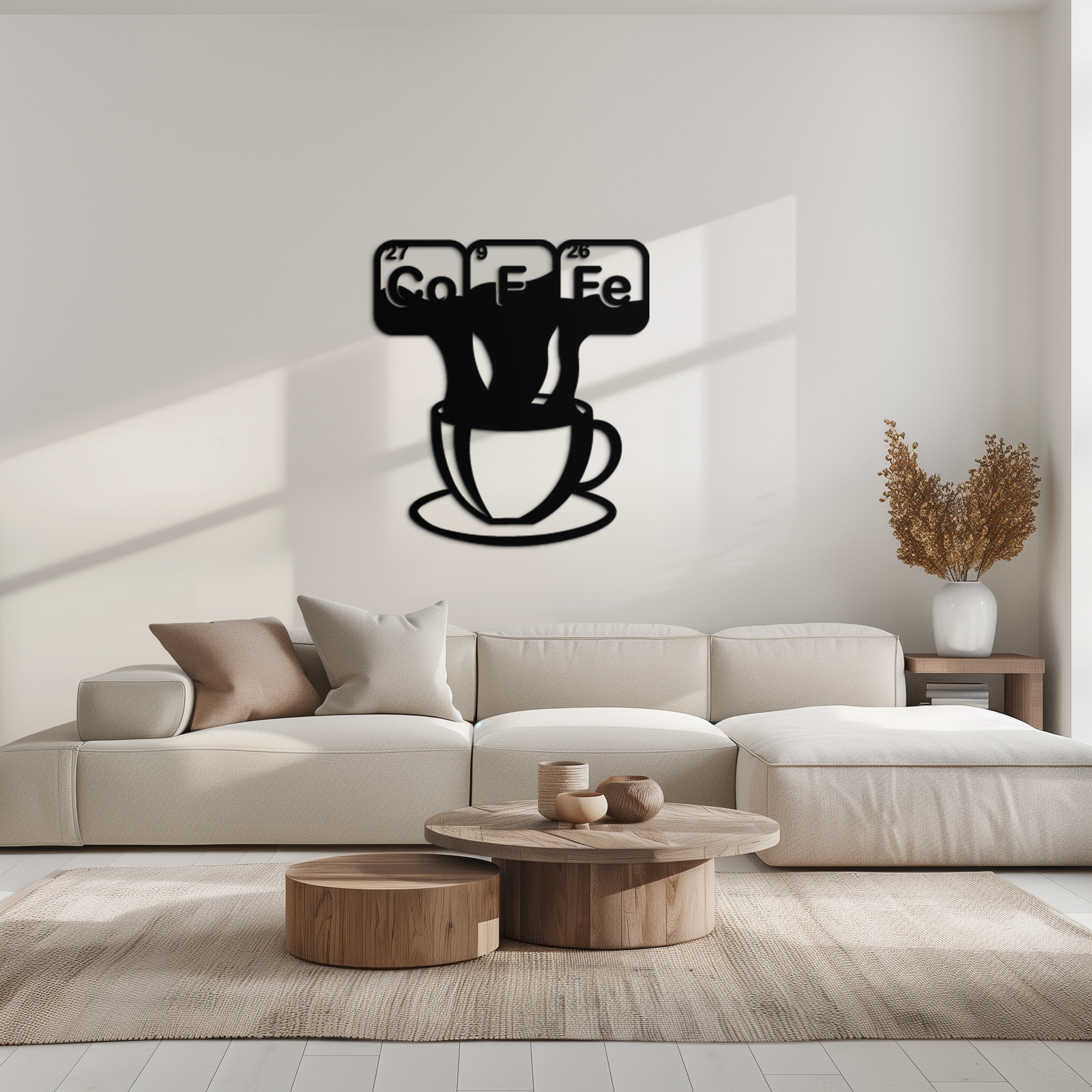 Coffee Elements Chemistry Metal Duvar Sanatı – Bilimsel Kahve Kupası Siyah Çelik Dekor Mutfaklar, Kafeler ve Ofisler İçin - KAF462